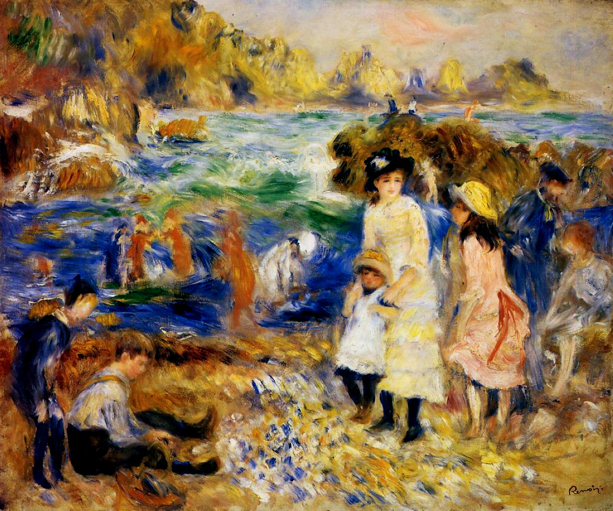 Children by the Sea in Guernsey - Pierre-Auguste Renoir painting on canvas